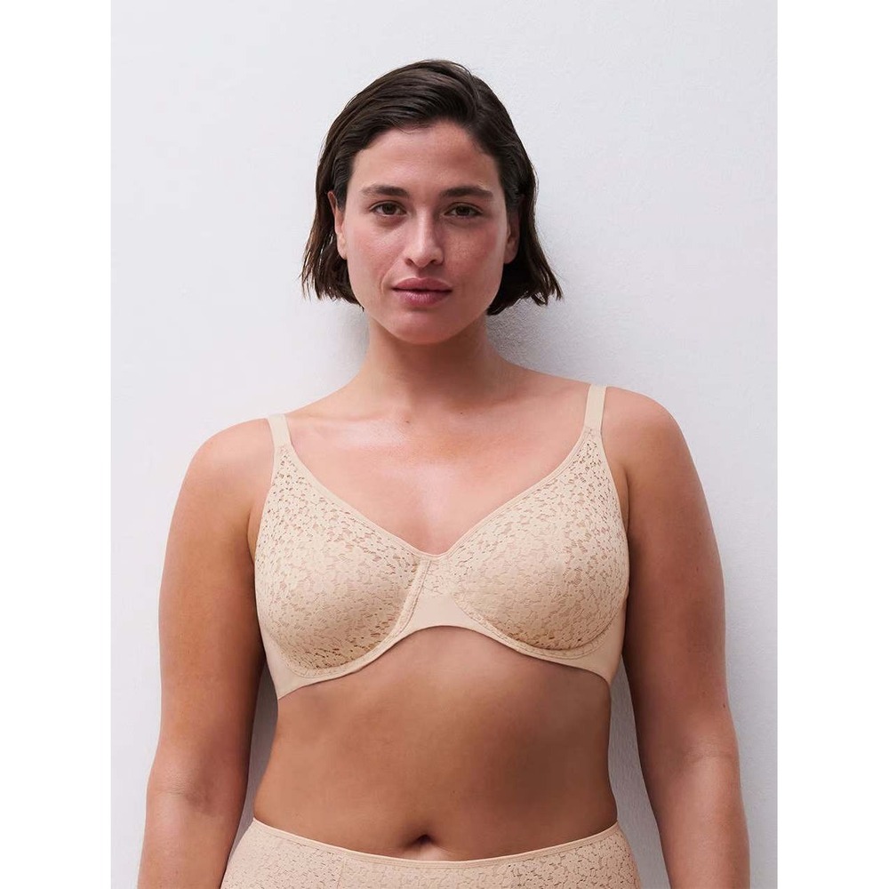 Chantelle Norah Comfort Underwire Bra 36DDDD Nude Lace Full Coverage‎